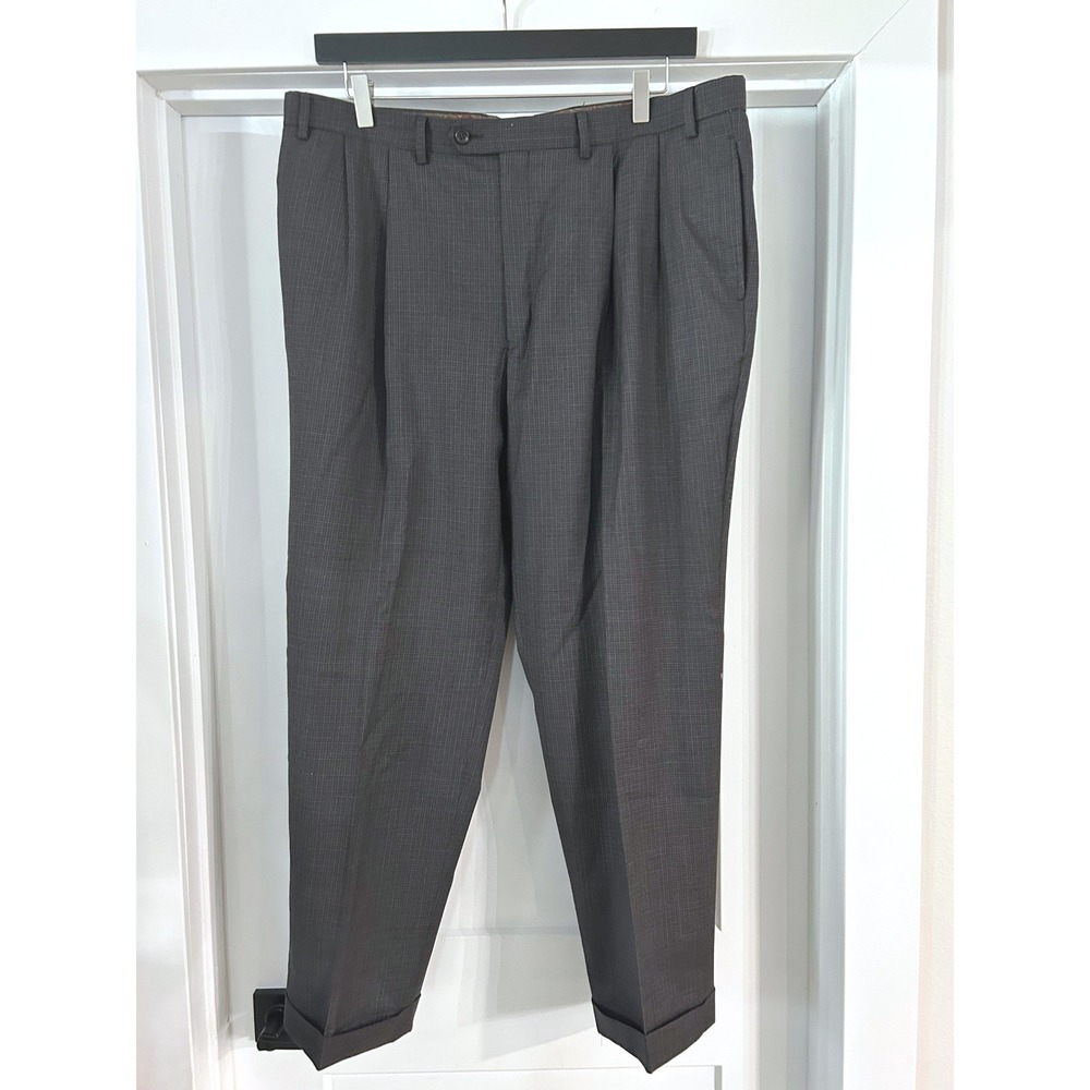 Lauren Ralph Lauren Mens 40x30 Charcoal Grey 100% Wool Pleated Cuffed Dress Pant